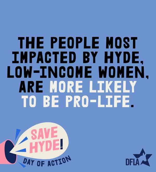 The people most impacted by Hyde, low-income women are more likely to be pro-life.